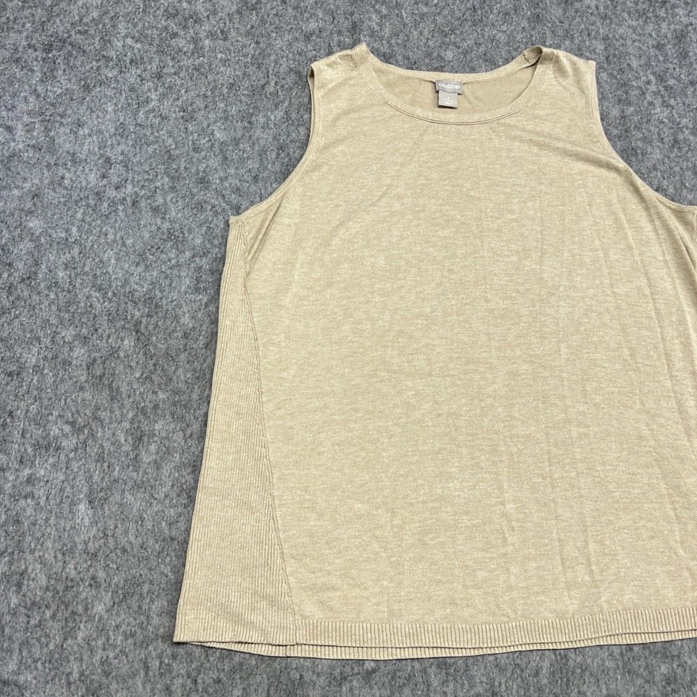 Chicos Tank Top Womens XL Beige Scoop Neck Sleeveless Knit Rayon Blend Basic - Picture 6 of 14